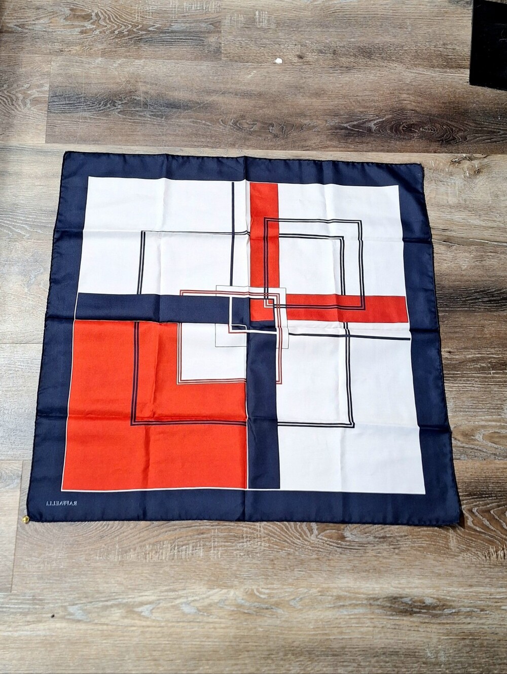 Vintage Mid-Century Raffaelli Geometric Abstract Block Square Scarf--Never Worn